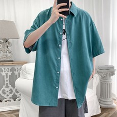 마르지엘라반팔 남성용 블랙101 컬러 사트렌 반팔 셔츠 B234MF00064