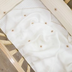 마이리틀데이지 유아용 트리플 인견 플라워자수 블랭킷, 화이트