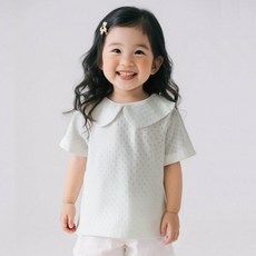 JOYMULTI 女童款Bliana提花網眼短袖翻領T恤
