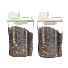 Mondspot寵物彩色量杯飼料儲存桶 YT_RB265 2入, 2.5L, 綠色, 粉紅色
