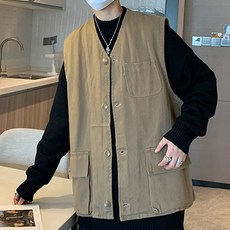 남성용 아메카지 패션템 베이직 디자인 코튼 조끼