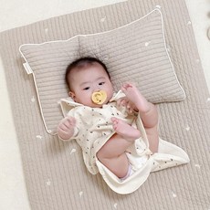 마롤로뜨 아동용 누빔 자수 낮잠 베개 솜포함, 베이지덕
