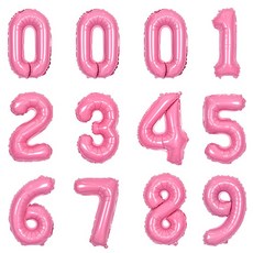 Joyparty Numbers 銀箔氣球小號 12 件套, 粉色的, 1套