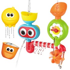 LET'S TOY 潛水造型洗澡玩具組, 咕嚕旋轉, 眼睛可轉動, 帶動水車旋轉, 瀑布水流效果, 有吸盤, 顏色隨機, 1組