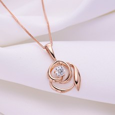 준쥬얼리 여성용 14k 로즈허그 트위드 체인 목걸이