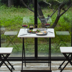접이식 테이블 의자 세트-추천-까사마루 오드리 테이블 + 의자 2p 세트 600, 화이트마블