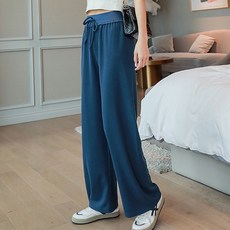 PEONIST 女款腰部荷葉邊冰涼冰箱褲