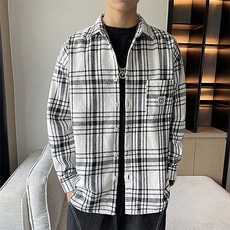 남성용 PDS패션 편안한 핏 캐주얼 체크 셔츠