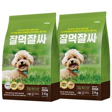 로반 잘먹잘싸 전연령 강아지 사료 기호성좋은, 연어, 2kg, 2개