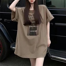 레터링 화보 루즈핏 원피스 겸용 반팔 임산부 티셔츠