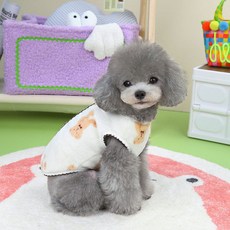 쁘띠도그 강아지 곰돌이 털조끼, 베이지, 1개