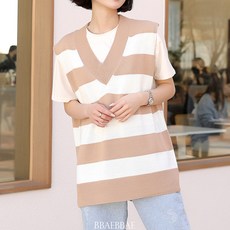 BBAE BBAE 女式條紋彩色 V 領 Overfit Knit Best