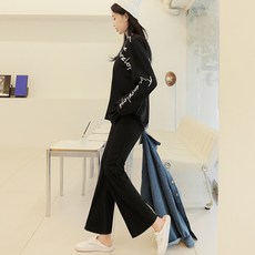 핑크시슬리 여성용 벨로프 브이넥 부츠컷 트레이닝 상하의 세트