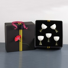 달소금 국산 아몬드 손잡이 소주잔 50ml, 화이트 + 그린, 5개