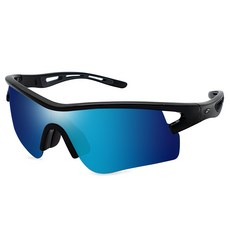 팬톤 편광 스포츠 선글라스 CRSG70, 블루 미러 (렌즈) + 블랙 (프레임)