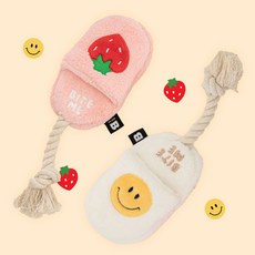 바잇미 반려동물 딸기슬리퍼 + 스마일슬리퍼 터그 장난감 2종 세트, 딸기+스마일, 1세트