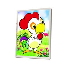 포원밀리언 캔버스 DIY 캐릭터 보석십자수 세트 30 x 40 cm 닭, 혼합색상, 1세트