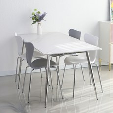 로드퍼니처 셀리나 세라믹 4인 1500 식탁 +의자 4p 방문설치, 식탁(화이트), 의자(레몬,크림)