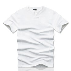 블루포스 남성용 퀴르 브이 트임 루즈핏 무지 반팔 티셔츠