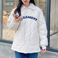마이시즌 여성용 멘트 카라 누빔 패딩 점퍼