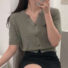 린넨반팔가디건