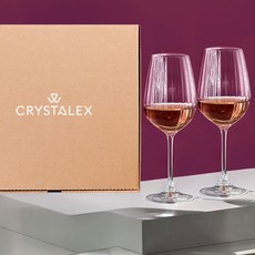 크리스탈렉스 워터폴 플리츠 화이트 와인잔 2p 선물세트, 1세트, 350ml