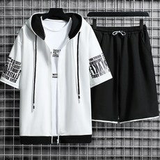 남성용 마켓A 캐주얼 반팔 트레이닝 상하의 세트
