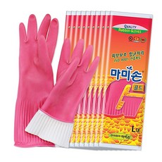 마미손 골드 고무장갑, 핑크, 대(L), 10개