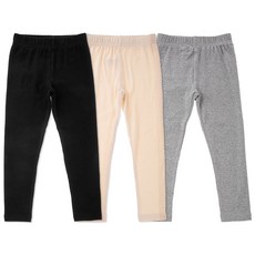 BASE ALPHA ESSENTIALS 兒童內搭褲組 3件組, M, 黑色+灰色+象牙白