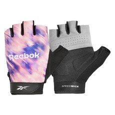 Reebok 女用速乾健身手套，透氣舒適，抓握力提升, L, 迷彩粉, 1雙
