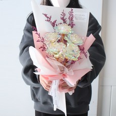 모리앤 조화 홀로그램 프리저브드 조명꽃다발 랜덤발송 5송이, 핑크