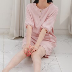글램공감 여성용 주스 반팔 무지 투피스 면 잠옷 상하의 세트