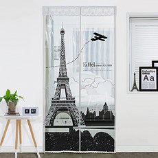 dashop 入戶門型EVA防風擋風窗簾埃菲爾鐵塔透明90 x 210 cm+卡扣膠帶6p+開放式固定磁鐵隨機出貨4p, 1套