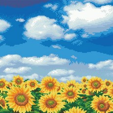 디클레어 액자 캔버스형 보석십자수 DIY 키트 40 x 50, 1세트, DCF049 하늘바라기