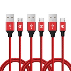디씨네트워크 니트로 페브릭 마이크로5핀 고속충전 케이블 3p, 2m, 레드, 3개