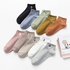 Socks Panda 女款可愛動物刺繡亮點鬆緊襪 10雙組