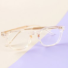 BEIMA 블루라이트 자외선 전자파 차단 렌즈+남자 여자 사각 라운드 투명 뿔테 안경테 B557 클리어 CRYSTAL(케이스 안경닦이랜덤발송)