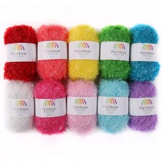 Mamaknit 10色彩虹菜瓜布編織線 A款 Set, Macrome Cake系列 綜合編織線 16色 225公尺 韓國製, A款 白色/黃色/淺粉色/淺藍色/桃紅色/紫色/螢光粉色/藍綠色/淺綠色/紅色, 1組