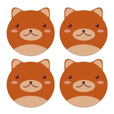 마켓에이 애니멀 규조토 단열 코스터 4p, 브라운곰, 4개