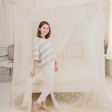 C.G.&C. S.M.C. 凱蕾絲帝 大空間專用房間耐用針織蚊帳 寬270cm*長180*高180cm 台灣製造, 特大(270 x 180 x 180cm), 米白色