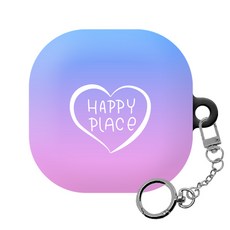 몬드몬드 Happy place 하드 무선 이어폰 케이스 + 메탈릭 키링, 버즈프로, 버즈라이브, 블루핑크