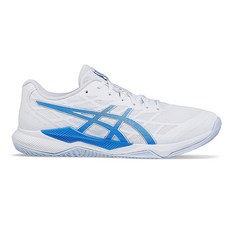 ASICS 亞瑟士 GEL-TACTIC 12 2Ex 寬楦男款運動排羽球鞋, 白色/藍色, 舒適透氣, 27.5cm, 1073A071-103 白色 + 藍色