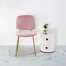 힐스 인테리어 디자인 골드벨벳 카페 화장대 식탁의자, 핑크, 1개
