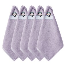 프롬코튼 30수 순면 공주프린팅 고리수건, 5개, 퍼플 자스민공주