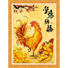 블링블링 재물가득 황금닭 보석 십자수 DIY 키트 LB002, 혼합색상, 1세트