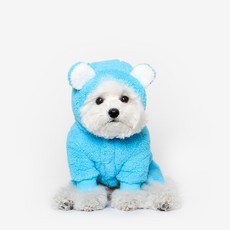 투스투스 강아지 곰돌이 후리스 올인원, 블루, 1개