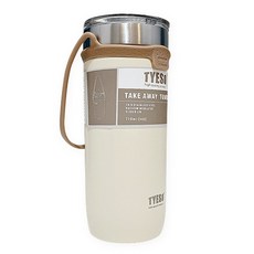 TYESO 泰碩 不鏽鋼真空手提束帶隨行杯, 奶油色, 710ml, 1個