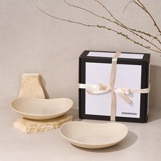 소소모소 너울 물결 접시 2p 선물세트, 베이지(접시), 1세트