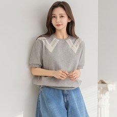 BURU N JUDY 蕾絲領短袖大學T ORDTG502A