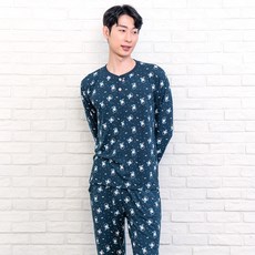이라인 남성용 도트 스페이스캣 상하 잠옷 세트